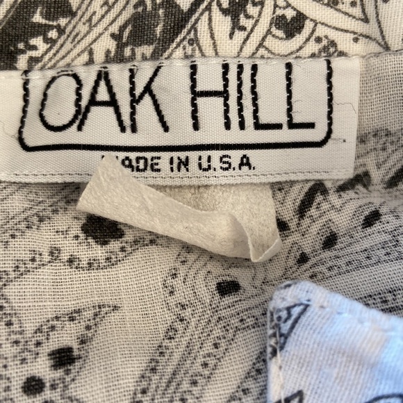 OAK Hill Vintage Gray/White Paisley Casual Button Down Shirt Size Large - Picture 3 of 4